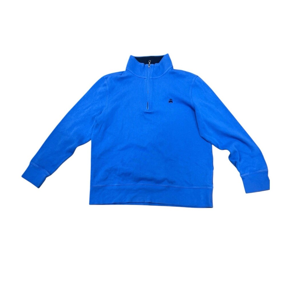 Brooks Brothers Sweater Mens XL Blue 100% Cotton Quarter Zip Sweatshirt *